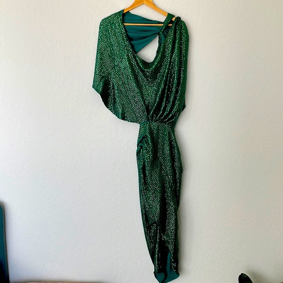 ASOS EDITION drape asymmetric midi dress in sequin - Picture 3 of 4